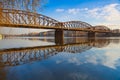 Old iron railway bridge in Prague,Czech Republic. Royalty Free Stock Photo